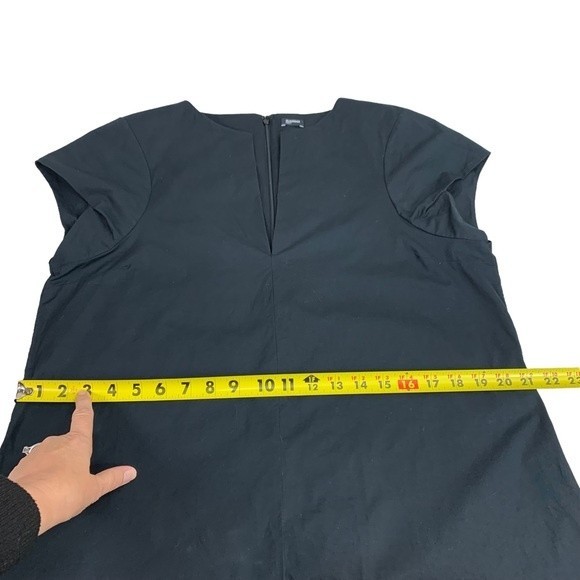 Jil Sander Black Cotton Shift Dress 44 / 8 V Neck Medium - Picture 7 of 10